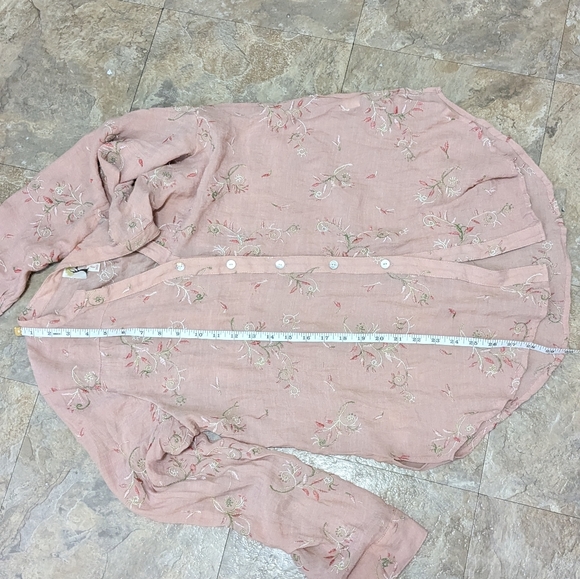 fig and flower Large Dusty Rose Floral Embroidered Long Sleeve Button Down Shirt - Picture 10 of 10
